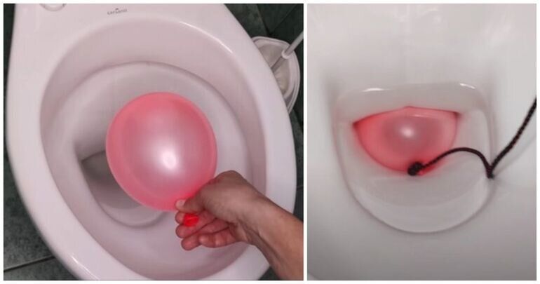 Как с помощью воздушного шарика очистить унитаз до блеска