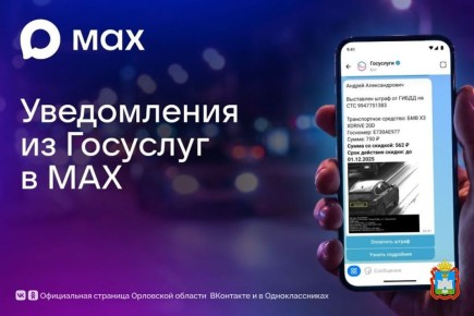 Орловцы смогут получать уведомления от Госуслуг в мессенджере МАХ