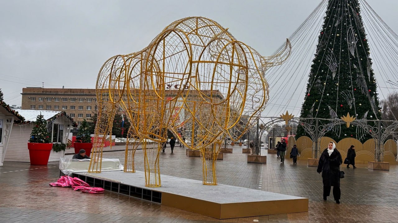 На площади Ленина в Орле установили фигуры зубров На площади Ленина в Орле установили фигуры зубров