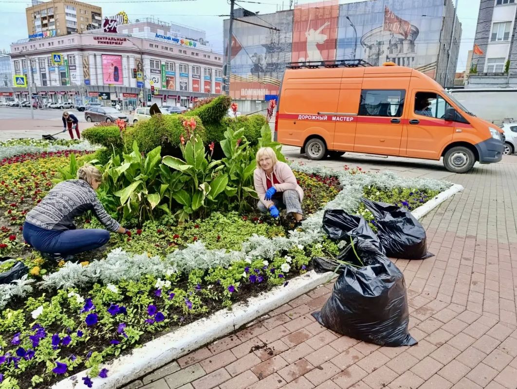 Орловские озеленители продолжают уход за городскими клумбами Орловские озеленители продолжают уход за городскими клумбами
